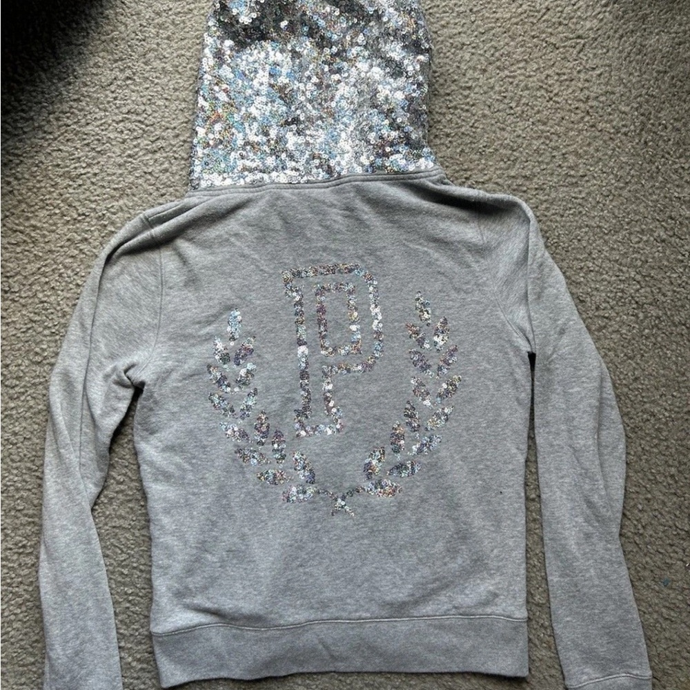 Victoria's Secret Gray Sequin Hoodie RARE HTF 2013 fashion show!!!!!